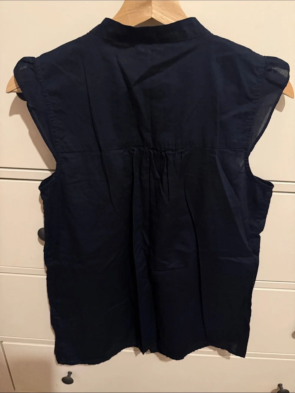 J. Crew Navy Sleeveless Top with White Embroidered Yoke